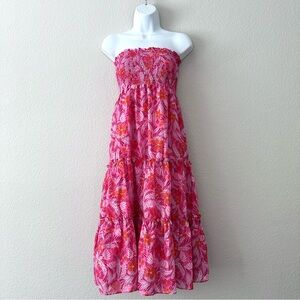 Strapless Floral Tiered Maxi Dress
